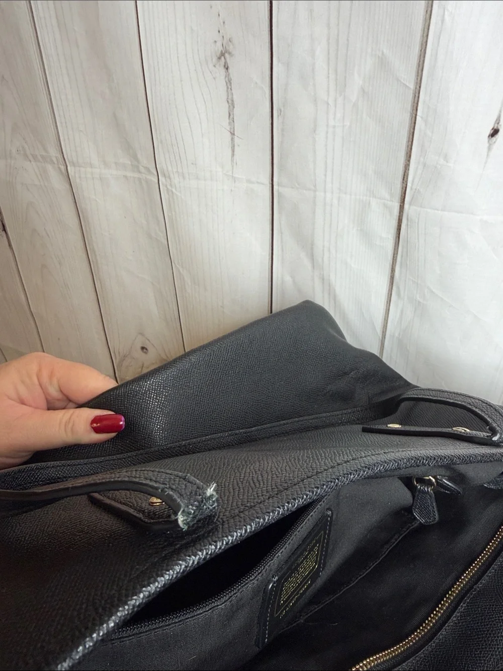 Coach Black Leather Tote with Gold Logo Hardware